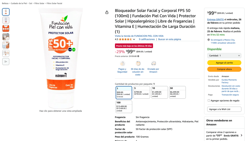 Bloqueador Solar Amazon Fundacion Piel con Vida