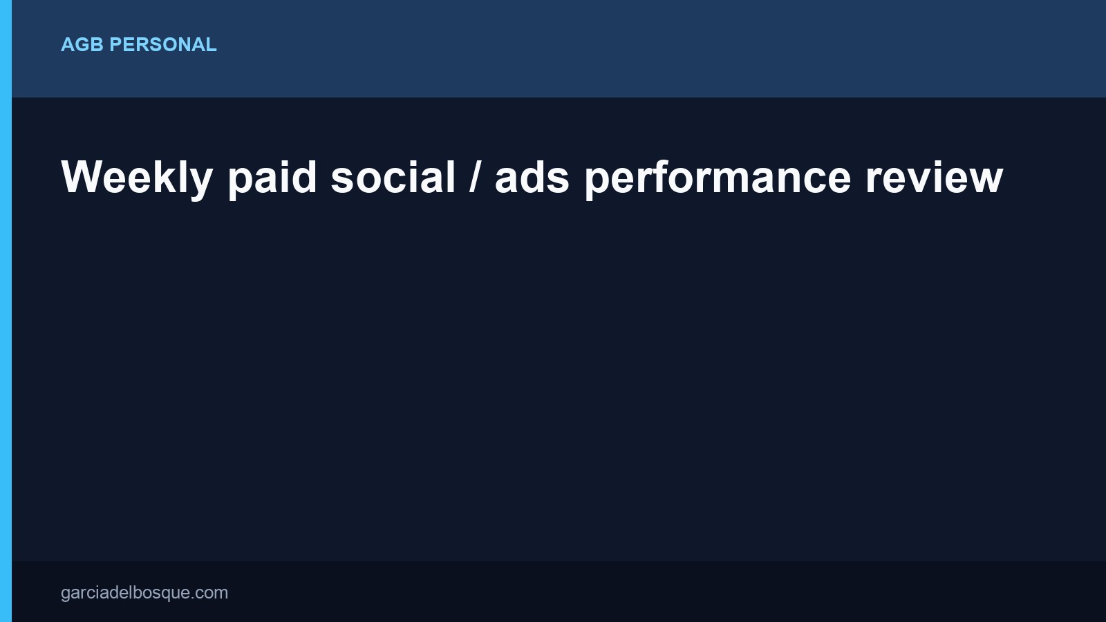 Weekly paid social / ads performance review