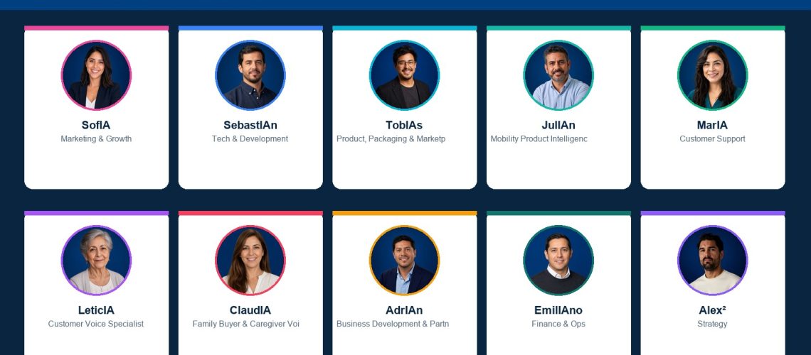 Rostered AI teammates on the operator Activity console — names and roles only.